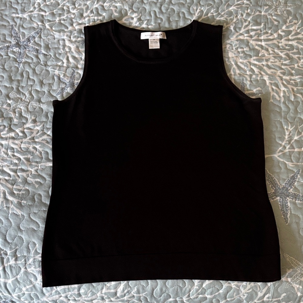 August Silk Black Tank Top
